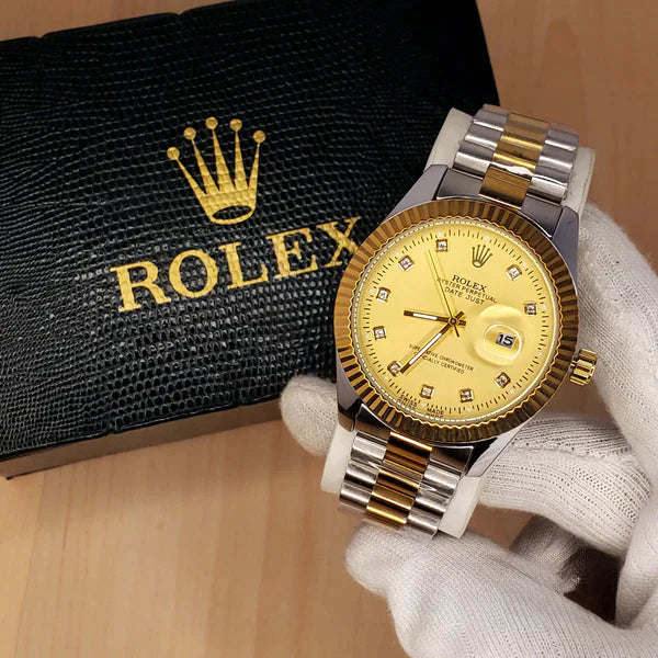 AUTOMATIC ROLEX DATE JUST WATCH GOLDEN SILVER GOLD