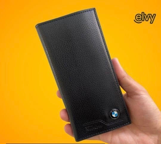 Men's Leather Plain BI-Fold Long Wallet